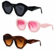 Women’s Chunky Geometric Sunglasses Combo - Image 4