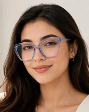 Women’s Square Cat-Eye Blue Eyeglasses - Image 5