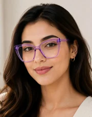 Women’s Square Cat-Eye Violet Eyeglasses - Image 5