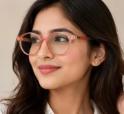 Women’s Round Clear Peach Eyeglasses - Image 5