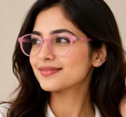 Women’s Round Clear Pink Eyeglasses - Image 5