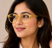 Women’s Round Clear Yellow Eyeglasses - Image 5