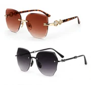 Women’s Elegant Rimless Sunglasses Combo - Image 3