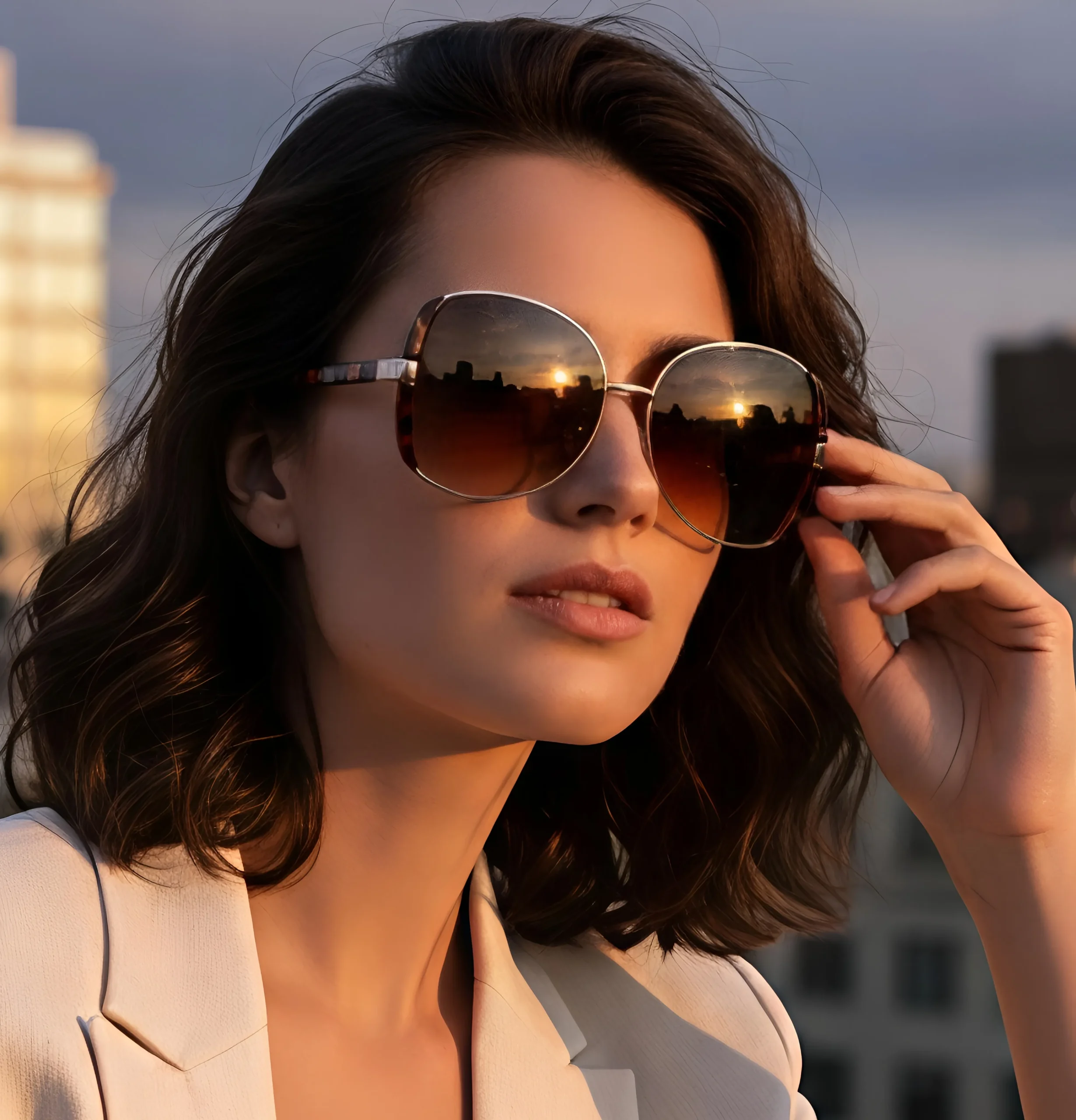 MODEL-Picsart-AiImageEnhancer_converted Women’s Oval Sunglasses - Image 1