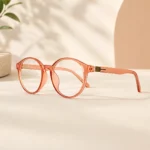 Women’s Round Clear Peach Eyeglasses