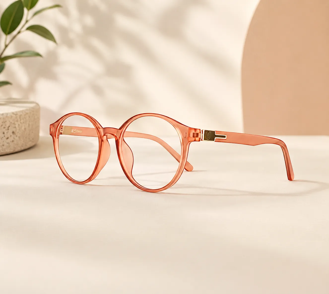 file_000000001b6082118e1c8b37ccac6443_converted Women’s Round Clear Peach Eyeglasses - Image 1