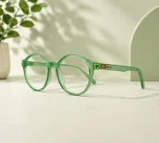 Women’s Round Clear Green Eyeglasses
